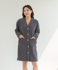 画像13: モコモコレディースVネックロングタイプパジャマ　ルームウェア レディース 冬 もこもこ ロング カーディガン 暖かい ワンピース 長袖 可愛い ガウン (13)