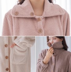 画像15: モコモコボタン式レディ-ス衿付きトップスリングタイプ 部屋着 パジャマ ロンパース オーバーオール 着ぐるみ 部屋着 寒さ対策 (15)