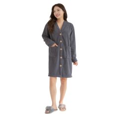画像5: モコモコレディースVネックロングタイプパジャマ　ルームウェア レディース 冬 もこもこ ロング カーディガン 暖かい ワンピース 長袖 可愛い ガウン (5)