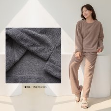画像18: モコモコ 丸襟レディース ロングズボンセット パジャマ　モコモコルームウェア モコモコ 丸襟レディース ロングズボンセット パジャマ パジャマ レディース もこもこ ルームウェア 長袖 上下セット 着る毛布 裏起毛 厚手 あったか ゆったり 可愛い オシャレ 部屋着  (18)