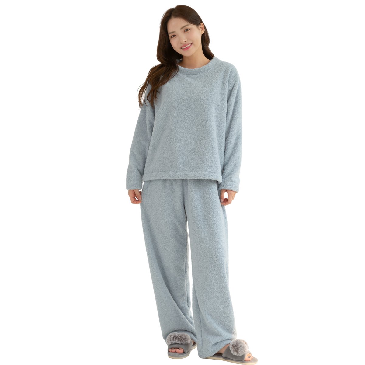 画像9: モコモコ 丸襟レディース ロングズボンセット パジャマ　モコモコルームウェア モコモコ 丸襟レディース ロングズボンセット パジャマ パジャマ レディース もこもこ ルームウェア 長袖 上下セット 着る毛布 裏起毛 厚手 あったか ゆったり 可愛い オシャレ 部屋着  (9)