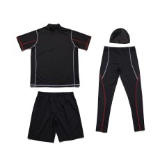 画像6: メンズ T形ラッシュガード 　レギンス 　ショットパンツ スイムキャップ付き　水着４点セットUVカット　水陸両用　吸汗速乾　フィットネス 男性 水泳 スポーツ (6)