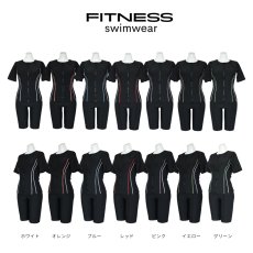画像8: 競泳練習用水着　めぐれ防止ボタン着き フィットネス 水着セット キャップ付き レディース  セパレート  半袖 上下セット 大きいサイズ　体型カバー　 (8)