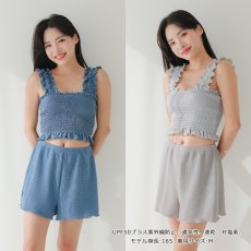 画像7: ビキニセット水着 シャーリングトップス インナー着き スカパンセット レデイース水着 レディース ビキニ スカート 2WAY着られる ハイウエスト 体型カバー  女性 セパレート 温泉水着 (7)