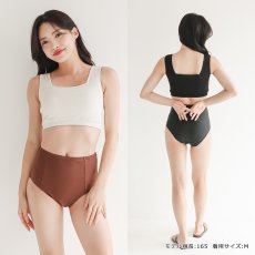 画像5: ハイネックブラとハイウェストショーツセット水着　レデイース水着 ハイネックブラ　ハイウェスト　ショーツセット水着 　ビキニ レディース 水着 体型カバー 小胸 盛れる アン Uネック 胸パッド 見せブラ　ビキニ 2点セット (5)