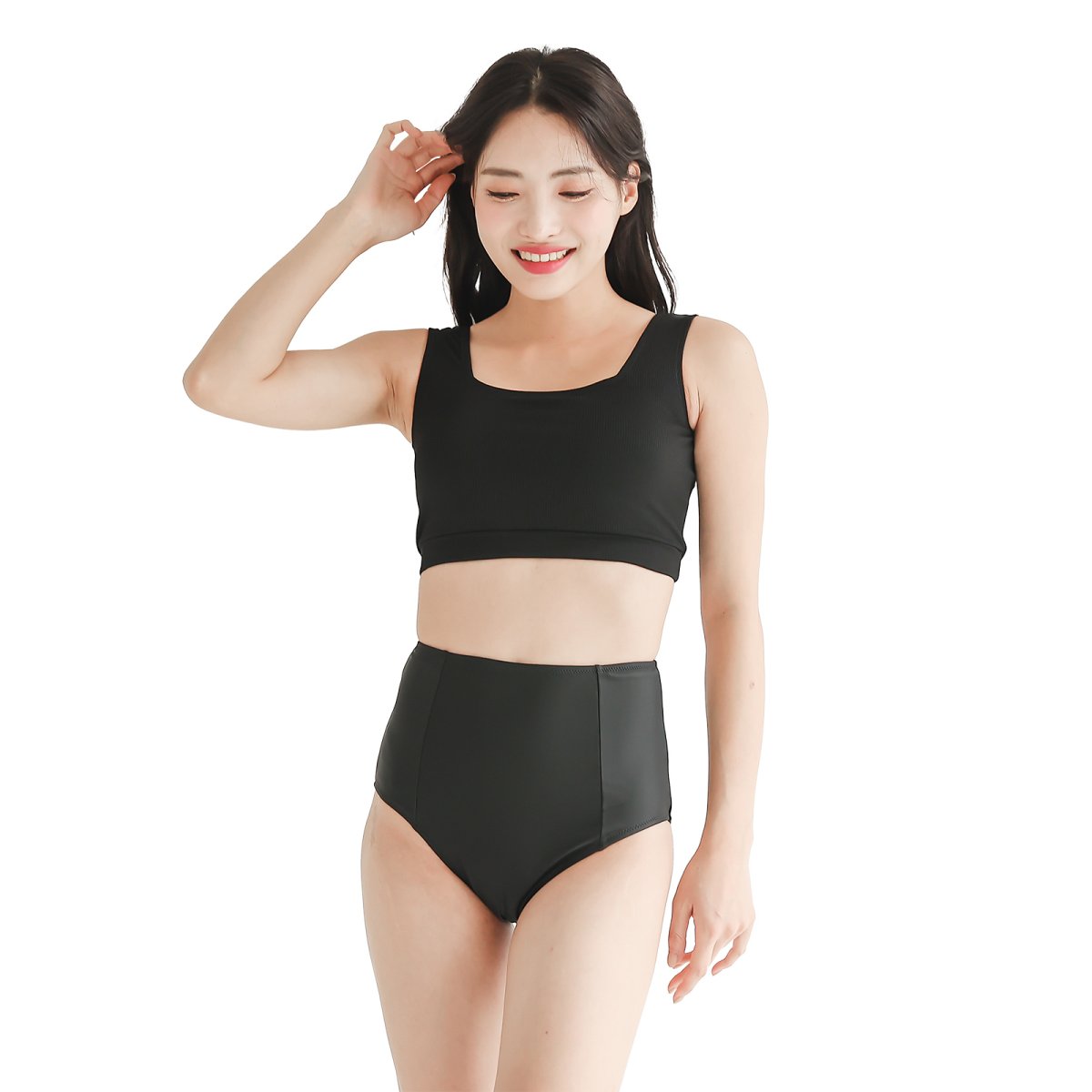 画像17: ハイネックブラとハイウェストショーツセット水着　レデイース水着 ハイネックブラ　ハイウェスト　ショーツセット水着 　ビキニ レディース 水着 体型カバー 小胸 盛れる アン Uネック 胸パッド 見せブラ　ビキニ 2点セット (17)