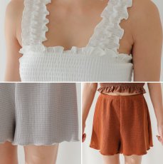 画像4: ビキニセット水着 シャーリングトップス インナー着き スカパンセット レデイース水着 レディース ビキニ スカート 2WAY着られる ハイウエスト 体型カバー  女性 セパレート 温泉水着 (4)