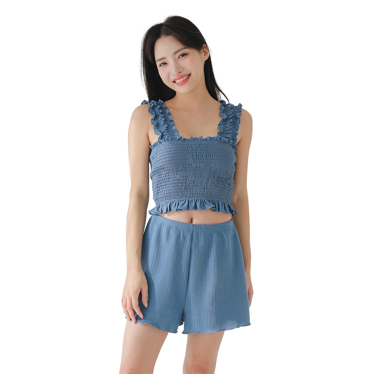 画像13: ビキニセット水着 シャーリングトップス インナー着き スカパンセット レデイース水着 レディース ビキニ スカート 2WAY着られる ハイウエスト 体型カバー  女性 セパレート 温泉水着 (13)