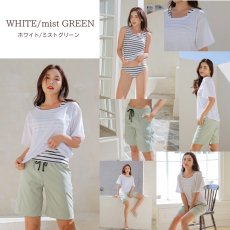 画像15: 体系カバー Tシャツ ショットパンツ タンキニ上下セット 水着4点セット 水着 レディース 体型カバー タンキニ ブラトップ ショーツ 布帛ショートパンツ レディースセット (15)