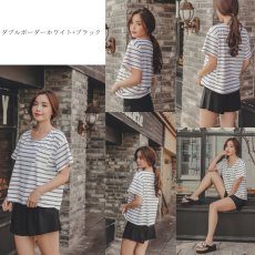画像10: インナーブラつきTシャツとインナショーツつきショットパンと二点セット体型カバー水着セット 体型カバー水着セット レディース 2点セット UVカットレイヤード風 タンキニ セパレート 半袖ラッシュガード トップス ショートパンツ かわいい ノンワイヤー パッド付き (10)