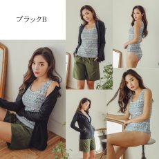 画像9: ラッシュガードとサーフパンツとタンキニトップスとショーツの4点セット水着　4点体系カバー セット水着 水着レディース ラッシュガード 体型カバー タンクトップ ショートパンツ ４点セット 長袖 日焼け対策 UVカットタンキニ 長袖ラッシュガード (9)