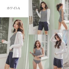 画像6: ラッシュガードとサーフパンツとタンキニトップスとショーツの4点セット水着　4点体系カバー セット水着 水着レディース ラッシュガード 体型カバー タンクトップ ショートパンツ ４点セット 長袖 日焼け対策 UVカットタンキニ 長袖ラッシュガード (6)