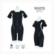 画像24: キャップ付き めぐれ防止 ボタン着き フィットネス 水着セット レディース　体型カバー セパレート パンツ オシャレ UVカット　競泳練習用　フィットネスクラブ　女性用　水陸両用 (24)