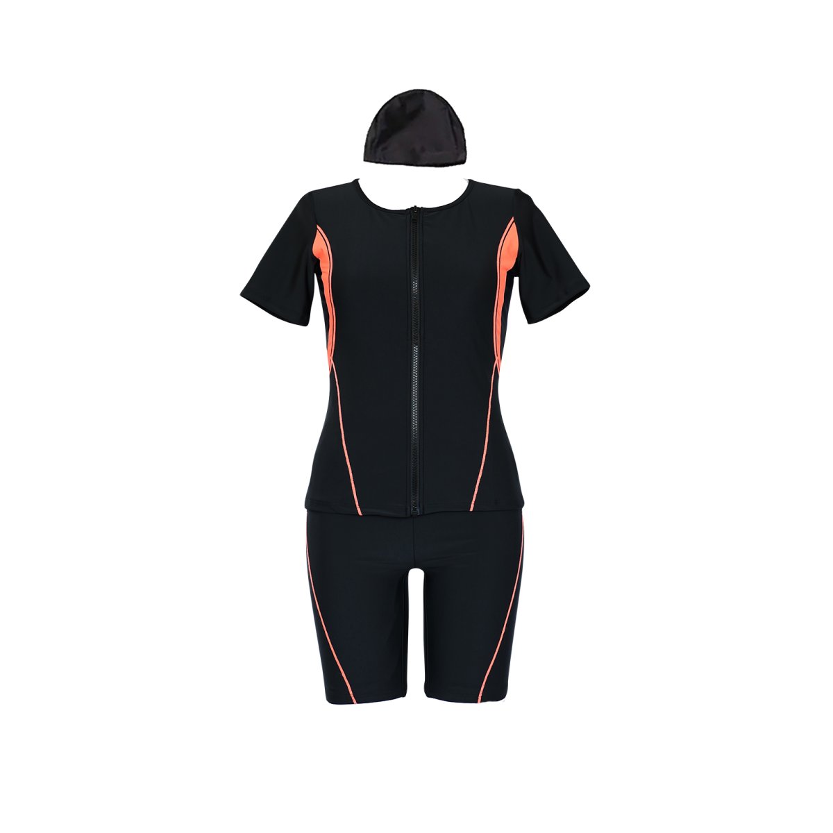 画像19: キャップ付き めぐれ防止 ボタン着き フィットネス 水着セット レディース　体型カバー セパレート パンツ オシャレ UVカット　競泳練習用　フィットネスクラブ　女性用　水陸両用 (19)