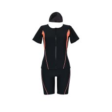 画像19: キャップ付き めぐれ防止 ボタン着き フィットネス 水着セット レディース　体型カバー セパレート パンツ オシャレ UVカット　競泳練習用　フィットネスクラブ　女性用　水陸両用 (19)