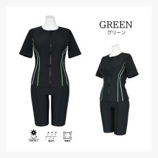 画像22: 競泳練習用水着　めぐれ防止ボタン着き フィットネス 水着セット キャップ付き レディース  セパレート  半袖 上下セット 大きいサイズ　体型カバー　 (22)