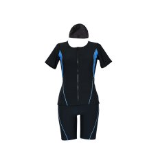 画像21: キャップ付き めぐれ防止 ボタン着き フィットネス 水着セット レディース　体型カバー セパレート パンツ オシャレ UVカット　競泳練習用　フィットネスクラブ　女性用　水陸両用 (21)