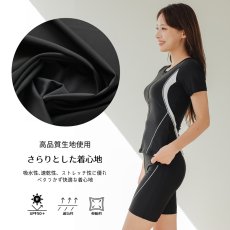 画像7: キャップ付き めぐれ防止 ボタン着き フィットネス 水着セット レディース　体型カバー セパレート パンツ オシャレ UVカット　競泳練習用　フィットネスクラブ　女性用　水陸両用 (7)