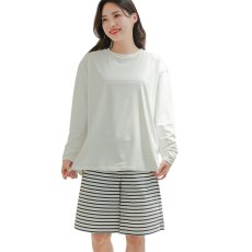 画像32: ロング袖ラッシュガード 膝まで布帛素材ロングショットパンツ タンキニトップス 四角ショーツ 体型カバー水着４点セット  長袖シャツ  ハーフパンツ セット水着 カバーアップ水着 (32)