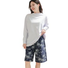 画像29: ロング袖ラッシュガード 膝まで布帛素材ロングショットパンツ タンキニトップス 四角ショーツ 体型カバー水着４点セット  長袖シャツ  ハーフパンツ セット水着 カバーアップ水着 (29)
