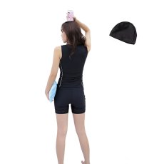 画像13: めくれ防止機能 2点セットフィットネス水着 Fitness水着 タンクタイプ セパレートタイプ タンクトップ スイムパンツ ショートパンツ レディース ノースリーブ (13)
