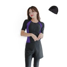 画像34:  パンツレギンスセットフィトネス5点セット水着帽子付き　インナーショーツ、レギンス、ショットパンツとタンキニ帽子と5点セット　フィットネス水着 競泳水着練習用　スイム競泳 (34)