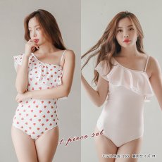 画像13: モノキニ水着 凸凹生地 ワンショルター モノキニスイム ドレス水着 レディース ビキニ ワンショルダー フリル 体型カバーバックシャン 2way (13)