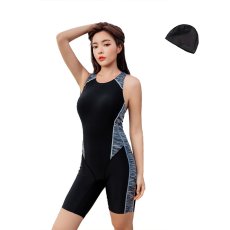 画像9: レディース 競泳用水着 オールインワン 女性 水着 体型カバー  ソフト肌触り 女性用 トレーニング水着 ノースリーブ 練習用 露出控えめ 着痩 競泳水着 (9)