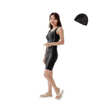画像17: スポーツ　タンクフィットネス　水着セット スポーツ 競泳 練習用水着 タンク フィットネス 水着 レディース フィットネス水着 セパレート ノースリ スイムキャップ セット めくれ防止  (17)