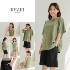 画像24: レデイース水着 半袖Tシャツ ショットパンツ タンクトップス ショーツ 四点セット 体系カバー水着  タンキニ 4点セット 大人 ビキニ タンクトップ ショートパンツ Tシャツ ラッシュガード ママ水着 (24)