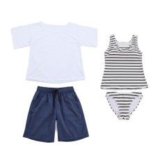 画像32: 体系カバー Tシャツ ショットパンツ タンキニ上下セット 水着4点セット 水着 レディース 体型カバー タンキニ ブラトップ ショーツ 布帛ショートパンツ レディースセット (32)