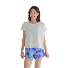 画像15: 水着Tシャツ、レギンス、パンツ、トップス　ショーツ5点セット体系カバー水着 レディース 水着 5点セット 長袖ラッシュガード 体型カバー セパレート ショートパンツ タンキニ オシャレ UVカット女性用長袖水着 接触冷感 水陸両用 ソフト肌触り (15)