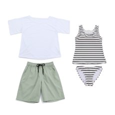 画像35: 体系カバー Tシャツ ショットパンツ タンキニ上下セット 水着4点セット 水着 レディース 体型カバー タンキニ ブラトップ ショーツ 布帛ショートパンツ レディースセット (35)