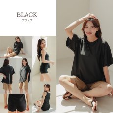 画像36: レデイース水着 半袖Tシャツ ショットパンツ タンクトップス ショーツ 四点セット 体系カバー水着  タンキニ 4点セット 大人 ビキニ タンクトップ ショートパンツ Tシャツ ラッシュガード ママ水着 (36)