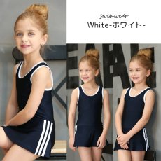画像19: ワンピースラインワンピースSchool学校水着　スクール水着 ラインワンピース School学校水着 女の子 子供用 小学生 中学生 ワンピース UPF50+ 裏地付き ネームタグ付き 110〜170CM (19)