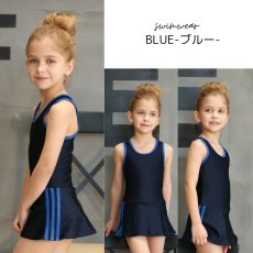 画像18: ワンピースラインワンピースSchool学校水着　スクール水着 ラインワンピース School学校水着 女の子 子供用 小学生 中学生 ワンピース UPF50+ 裏地付き ネームタグ付き 110〜170CM (18)