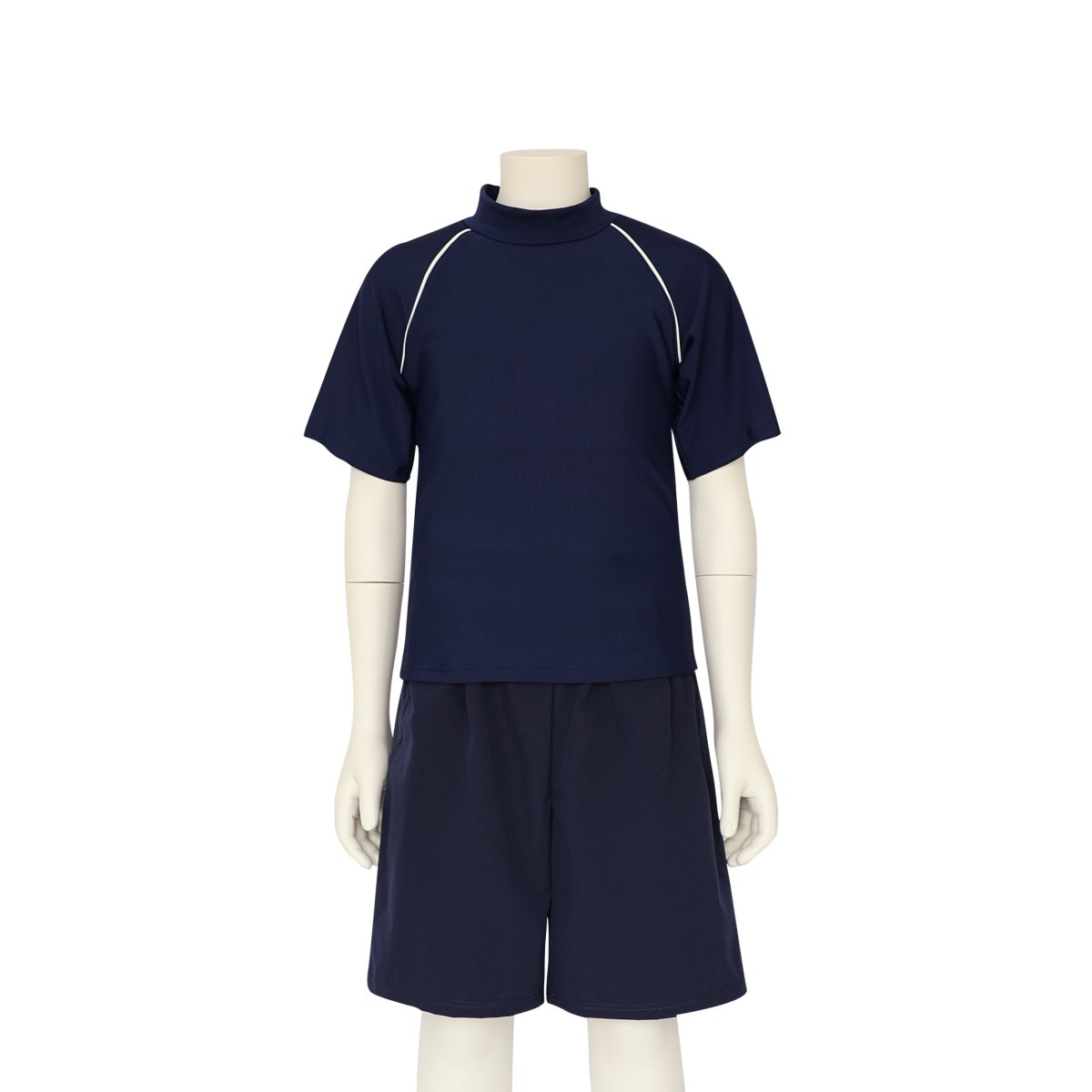 画像16: 男女兼用インナー着きショットパンツと半袖ラッシュガードスクール水着　カッコウいい　スクール水着　キッズ水着 　セパレート型 　男女兼用インナー着きショットパンツ 半袖ラッシュガード 水着セット　男の子　女の子 (16)