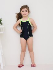画像21: School水着　メーカー水着　スクール水着 濃紺学校水着 女の子用ワンピース 白パイピング 小学生 中学生 女児 スイミング プール ネイビー (21)