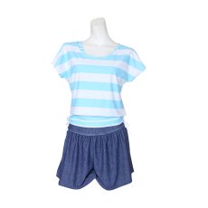 画像15: 体型カバーアップ4点セット水着　レディース タンキニ 4点セット 体型カバー オーバーTシャツ ショートパンツ タンクトップ ラッシュガード カバーアップ ゆったり ママ水着 UVカット (15)