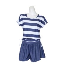 画像14: 体型カバーアップ4点セット水着　レディース タンキニ 4点セット 体型カバー オーバーTシャツ ショートパンツ タンクトップ ラッシュガード カバーアップ ゆったり ママ水着 UVカット (14)