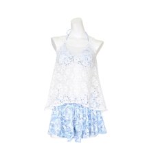 画像15: レースワンピース　スカパン水着4点セット 体型カバー ワイヤービキニ　カバーアップ オーバーTシャツ ショートパンツ ４点セット　トレンドレースワンピース ペズリー柄水着　大人水着　オシャレー水着 (15)
