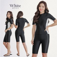 画像9: シンプル9色　半袖ハイウェイストフィットネス水着　フィットネス水着 レディース セパレート 半袖 水着 フィットネス レディース セパレート水着 女性 ラッシュガード かわいい めくれ防止 体型カバー (9)