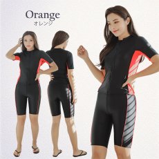 画像21: シンプル9色　半袖ハイウェイストフィットネス水着　フィットネス水着 レディース セパレート 半袖 水着 フィットネス レディース セパレート水着 女性 ラッシュガード かわいい めくれ防止 体型カバー (21)