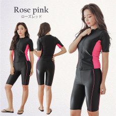 画像13: シンプル9色　半袖ハイウェイストフィットネス水着　フィットネス水着 レディース セパレート 半袖 水着 フィットネス レディース セパレート水着 女性 ラッシュガード かわいい めくれ防止 体型カバー (13)