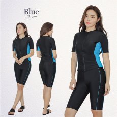 画像17: シンプル9色　半袖ハイウェイストフィットネス水着　フィットネス水着 レディース セパレート 半袖 水着 フィットネス レディース セパレート水着 女性 ラッシュガード かわいい めくれ防止 体型カバー (17)