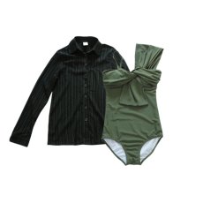 画像27: ワイシャツ ワンショールター モノキニ 2点セット水着 レディース 体型カバー 可愛い 2点セット セクシー 大人 韓国 無地 ビーチウェア 肌守り おしゃれ 海水浴場リゾート 温泉 旅行 (27)