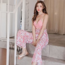 画像25: 長ズボン付き クロシェ ビキニセット スイムウェア ビキニ  ニット水着 レディース 3点セット クロスビキニ水着 ワイドロングパンツ付き (25)