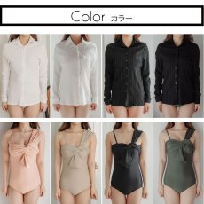 画像8: ワイシャツ ワンショールター モノキニ 2点セット水着 レディース 体型カバー 可愛い 2点セット セクシー 大人 韓国 無地 ビーチウェア 肌守り おしゃれ 海水浴場リゾート 温泉 旅行 (8)