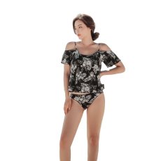 画像13: 3点水着セットオフォショール水着 水着レディース 体型カバー ビキニ セパレート 3点セット 水着 パンツ オフショルダータンキニ 可愛い 花柄 泳衣 温泉 海水浴 (13)