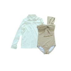画像24: ワイシャツ ワンショールター モノキニ 2点セット水着 レディース 体型カバー 可愛い 2点セット セクシー 大人 韓国 無地 ビーチウェア 肌守り おしゃれ 海水浴場リゾート 温泉 旅行 (24)